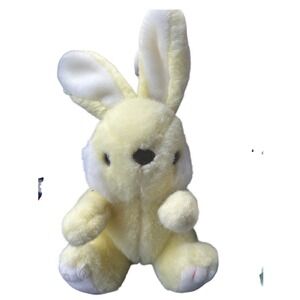 Mary Meyer Yellow Bunny Rabbit Plush Stuffed Animal White Accents Vintage